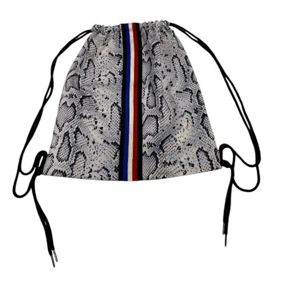 Pam & Gela Snakeskin Red White & Blue Striped String Backpack Fully Lined - Picture 1 of 16